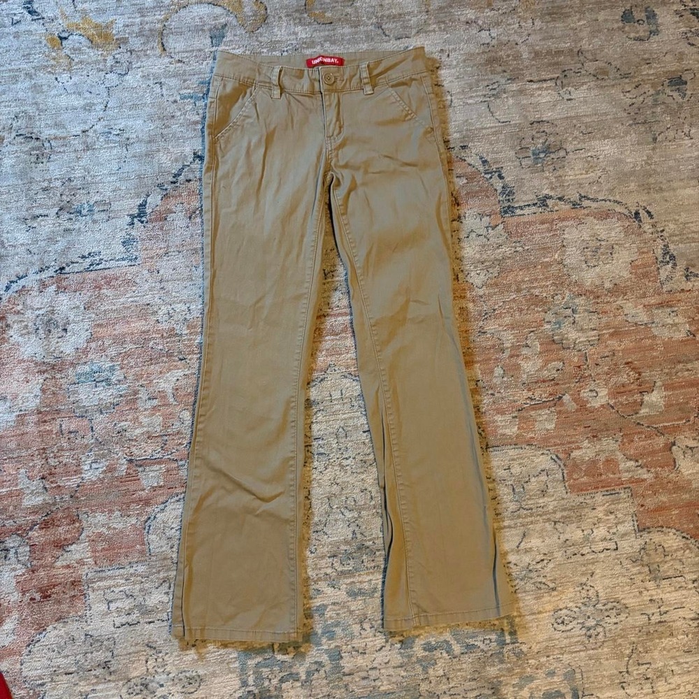 Union Bay Khaki Low Rise Flare Pants Tan Y2K Fairy Cottagecore Women Size 1